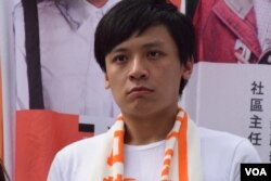 青年新政立法會選舉新界西候選人黃俊傑。（美國之音湯惠芸攝）