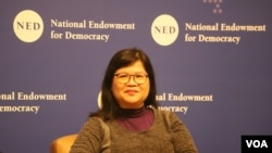 香港記者協會前主席麥燕庭。(美國之音記者 張富傑拍攝)