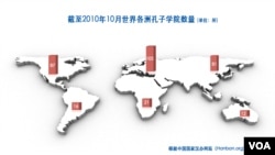 孔子學院在全球數量 (VOA根據漢辦網站數據製作)