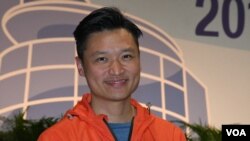 建制派立法會補選九龍西當選人鄭泳舜。 (美國之音特約記者 湯惠芸拍攝 )