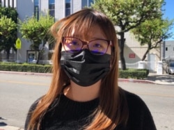 缅甸裔加州居民楚在集会上接受美国之音采访。(美国之音2021年2月20日）