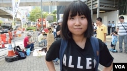 參與雨傘運動一周年活動的中學六年級學生Minna (美國之音特約記者湯惠芸照)