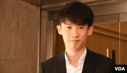 香港民族陣綫發言人梁頌恆。（美國之音湯惠芸）