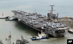 2012年6月27日“喬治·華盛頓”號核動力航母進入韓國舉行聯合軍事演習