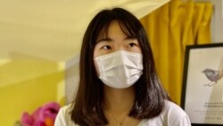 朱慧盈表示，香港人應該共同思考國安法的紅線之下，未來的抗爭路向。(美國之音湯惠芸拍攝)