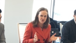 新美國安全中心首席執行官、前美國國防部主管國防政策次長米歇爾·弗勞諾(美國之音鐘辰芳拍攝)