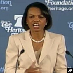 前美國國務卿賴斯在傳統基金會發表演說