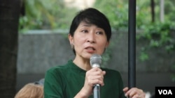 香港立法會議員毛孟靜表示，斯諾登認為香港人以及香港的司法可以決定他的命運，這是非常諷刺 (美國之音湯惠芸)