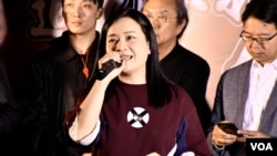 空勤人員總工會理事、工黨的吳敏兒。（美國之音湯惠芸拍攝）