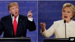 唐纳德·川普和希拉里·克林顿在第三次候选人辩论中（2016年10月19日）
