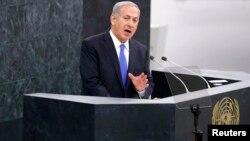 以色列總理內塔尼亞胡星期二在聯合國大會發言