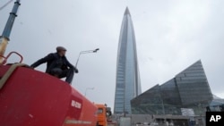 資料照片：俄羅斯天然氣工業股份公司位於聖彼得堡的總部。(2022年4月27日)