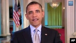 美國總統奧巴馬發表每週例行講話。