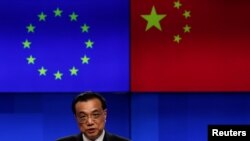 中國總理李克強2019年4月9日在出席中歐峰會後出席聯合記者會（路透社）