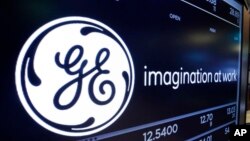 紐約股票交易所的一處通用電氣(GE)標識。(2017年6月12日)