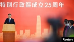 中國國家主席習近平2022年6月30日到香港出席主權移交25週年慶祝活動。(路透社）