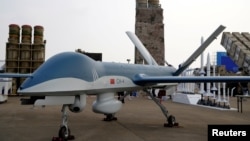 廣東珠海中國國際航空航天博覽會上展出的CH-4無人機。 （2021年9月29日）