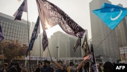 香港抗議者星期天（12月22日）舉行“聲援維吾爾族人權集會”。
