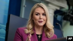 白宮新聞秘書卡洛琳·萊維特在1月28日首次主持白宮簡報會。 (2025年1月28日)