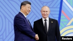 國領導人習近平與俄羅斯總統普京在俄羅斯喀山出席金磚國家峰會期間舉行會晤。 （2024年10月23日）