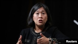 2023年10月12日，美國貿易代表戴琪在紐約Axios BFD的一個活動上發表講話。