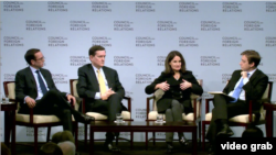 專家在美國外交關係協會座談會討論川普政府的中國政策(美國外交關係協會網站視頻截圖) 