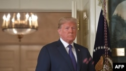 川普總統在2018年4月13日宣布打擊敘利亞軍事目標（法新社）