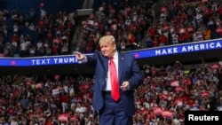 2020年6月20日特朗普在俄克拉荷马州参加连任竞选集会。