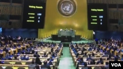 聯合國投票通過譴責美國對古巴實施經濟禁運，美國和以色列投反對票。 （2018年11月1日）