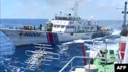 中國海警船6月1日在南中國海有爭議水域驅逐越南船隻 （視頻截圖）