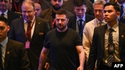 烏克蘭總統澤連斯基2024年6月1日參加在新加坡舉行的香格里拉安全論壇。