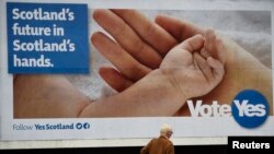 蘇格蘭呼籲獨立公投的廣告版。(09-15-2014)
