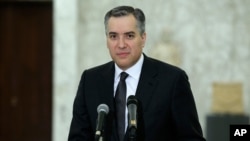 黎巴嫩新任總理指定人選穆斯塔法·阿迪布9月26日在拜見黎巴嫩總統後對記者發表講話。