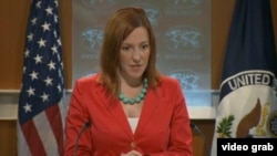 美國國務院發言人莎琪(美國之音視頻截圖)