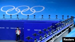 北京冬奥会的短道速滑赛场。（2022年2月1日）