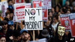 美國華盛頓州西雅圖市有民眾抗議川普當選總統