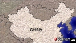 中國地圖上的紅點為武漢