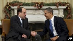 美國總統奧巴馬星期一在白宮與伊拉克總理馬利基舉行會談