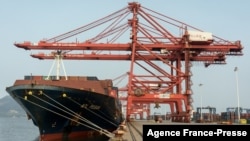 江蘇連雲港的中國-哈薩克斯坦物流基地。(2021年9月17日)