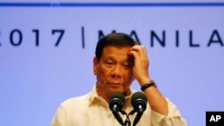 菲律賓總統杜特爾特在第30屆東盟峰會上星期六晚閉幕儀式上講話(2017年4月29日)
