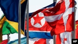 北韓派高級代表團赴南韓參加冬季奧運會﹐圖中可見北韓國旗。