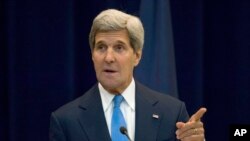 美國國務卿克里星期三在華盛頓宣布2014年世界糧食獎