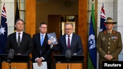 澳大利亚总理安东尼·阿尔巴尼斯（Anthony Albanese）2023年4月23日出席国防战略检讨书发表会。