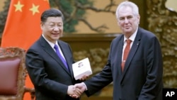 2017年5月12日中国国家主席习近平和时任捷克总统米洛什·泽曼合影
