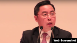 中國駐美公使李克新（聯合報網絡視頻截圖）