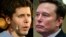 FILE - This combination of pictures created on Dec. 27, 2024 shows Sam Altman, CEO of OpenAI, on Oct. 17, 2023 and Elon Musk on Nov. 13, 2024.