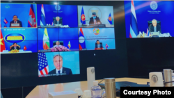 布林肯在美国时间2021年8月2日出席湄公河-美国伙伴关系第二次会议（照片来源：泰国外交部）