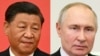 FILE - This combination of pictures shows China's President Xi Jinping and Russian President Vladimir Putin. Xi and Putin "held a video meeting at Beijing's Great Hall of the People on Jan. 21, 2025", state broadcaster CCTV said.