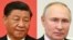 FILE - This combination of pictures shows China's President Xi Jinping and Russian President Vladimir Putin. Xi and Putin "held a video meeting at Beijing's Great Hall of the People on Jan. 21, 2025", state broadcaster CCTV said.