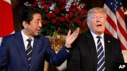 日本首相安倍晉三訪問美國星期二與總統川普會面。